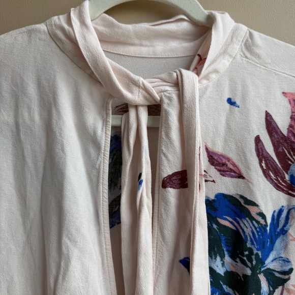 Free People Gemma Watercolor Floral Choker Neck Tunic Mini Dress – Size S - Picture 6 of 11